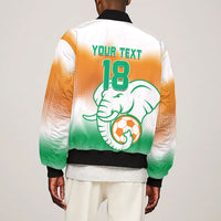 Custom Ivory Coast Football Sleeve Zip Bomber Jacket Proud Elephant Fan Edition