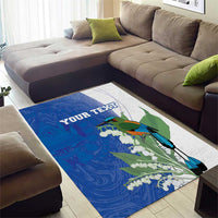 Personalized El Salvador Turquoise Browed Motmot Area Rug With Yucca Flowers - Wonder Print Shop