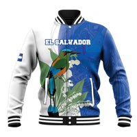 Personalized El Salvador Turquoise Browed Motmot Baseball Jacket With Yucca Flowers - Wonder Print Shop