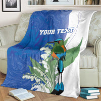Personalized El Salvador Turquoise Browed Motmot Blanket With Yucca Flowers
