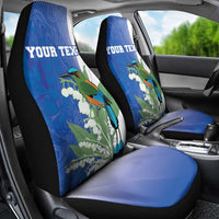 Personalized El Salvador Turquoise Browed Motmot Car Seat Cover With Yucca Flowers - Wonder Print Shop