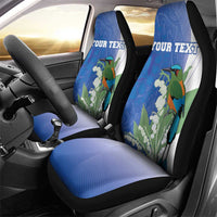 Personalized El Salvador Turquoise Browed Motmot Car Seat Cover With Yucca Flowers - Wonder Print Shop