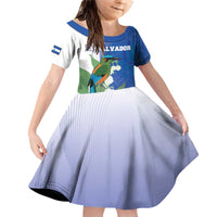 Personalized El Salvador Turquoise Browed Motmot Family Matching Off Shoulder Short Dress and Hawaiian Shirt With Yucca Flowers - Wonder Print Shop