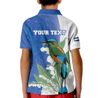 Personalized El Salvador Turquoise Browed Motmot Kid Polo Shirt With Yucca Flowers - Wonder Print Shop