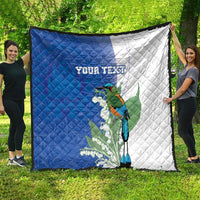 Personalized El Salvador Turquoise Browed Motmot Quilt With Yucca Flowers - Wonder Print Shop