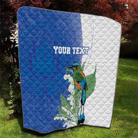 Personalized El Salvador Turquoise Browed Motmot Quilt With Yucca Flowers - Wonder Print Shop