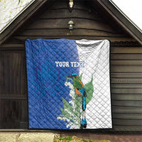 Personalized El Salvador Turquoise Browed Motmot Quilt With Yucca Flowers - Wonder Print Shop