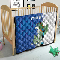 Personalized El Salvador Turquoise Browed Motmot Quilt With Yucca Flowers - Wonder Print Shop