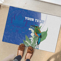 Personalized El Salvador Turquoise Browed Motmot Rubber Doormat With Yucca Flowers - Wonder Print Shop