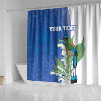 Personalized El Salvador Turquoise Browed Motmot Shower Curtain With Yucca Flowers