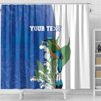 Personalized El Salvador Turquoise Browed Motmot Shower Curtain With Yucca Flowers
