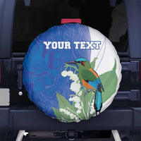 Personalized El Salvador Turquoise Browed Motmot Spare Tire Cover With Yucca Flowers - Wonder Print Shop