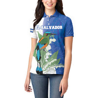 Personalized El Salvador Turquoise Browed Motmot Women Polo Shirt With Yucca Flowers - Wonder Print Shop