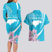 Personalized Honduras Independence Day Couples Matching Long Sleeve Bodycon Dress and Hawaiian Shirt With White Tailed Deer - Wonder Print Shop