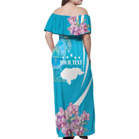 Personalized Honduras Independence Day Family Matching Off Shoulder Maxi Dress and Hawaiian Shirt With White Tailed Deer - Wonder Print Shop