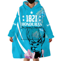 Personalized Honduras Independence Day Wearable Blanket Hoodie With White Tailed Deer - Wonder Print Shop
