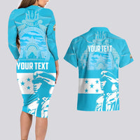 Personalized Honduras Scarlet Macaw Couples Matching Long Sleeve Bodycon Dress and Hawaiian Shirt Happy Independence Day 1821 - Wonder Print Shop