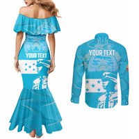 Personalized Honduras Scarlet Macaw Couples Matching Mermaid Dress and Long Sleeve Button Shirt Happy Independence Day 1821