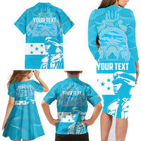 Personalized Honduras Scarlet Macaw Family Matching Long Sleeve Bodycon Dress and Hawaiian Shirt Happy Independence Day 1821 - Wonder Print Shop