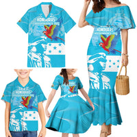 Personalized Honduras Scarlet Macaw Family Matching Mermaid Dress and Hawaiian Shirt Happy Independence Day 1821 - Wonder Print Shop