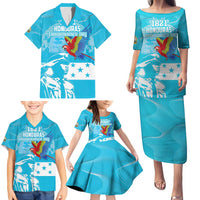 Personalized Honduras Scarlet Macaw Family Matching Puletasi and Hawaiian Shirt Happy Independence Day 1821 - Wonder Print Shop