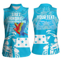 Personalized Honduras Scarlet Macaw Women Sleeveless Polo Shirt Happy Independence Day 1821 - Wonder Print Shop
