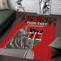 Personalized Kenya Mashujaa Day Area Rug Mzee Jomo Kenyatta With Coat Of Arms - Wonder Print Shop