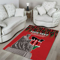 Personalized Kenya Mashujaa Day Area Rug Mzee Jomo Kenyatta With Coat Of Arms - Wonder Print Shop