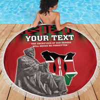 Personalized Kenya Mashujaa Day Beach Blanket Mzee Jomo Kenyatta With Coat Of Arms - Wonder Print Shop