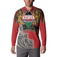 Personalized Kenya Mashujaa Day Button Sweatshirt Mzee Jomo Kenyatta With Coat Of Arms - Wonder Print Shop