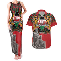 Personalized Kenya Mashujaa Day Couples Matching Tank Maxi Dress and Hawaiian Shirt Mzee Jomo Kenyatta With Coat Of Arms - Wonder Print Shop