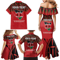 Personalized Kenya Mashujaa Day Family Matching Mermaid Dress and Hawaiian Shirt Mzee Jomo Kenyatta With Coat Of Arms - Wonder Print Shop