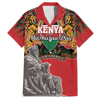 Personalized Kenya Mashujaa Day Family Matching Off The Shoulder Long Sleeve Dress and Hawaiian Shirt Mzee Jomo Kenyatta With Coat Of Arms - Wonder Print Shop