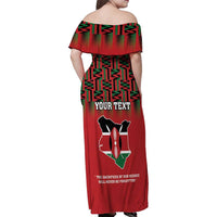 Personalized Kenya Mashujaa Day Family Matching Off Shoulder Maxi Dress and Hawaiian Shirt Mzee Jomo Kenyatta With Coat Of Arms - Wonder Print Shop