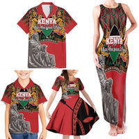 Personalized Kenya Mashujaa Day Family Matching Tank Maxi Dress and Hawaiian Shirt Mzee Jomo Kenyatta With Coat Of Arms - Wonder Print Shop