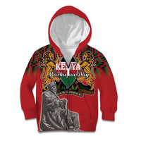 Personalized Kenya Mashujaa Day Kid Hoodie Mzee Jomo Kenyatta With Coat Of Arms - Wonder Print Shop