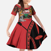 Personalized Kenya Mashujaa Day Kid Short Sleeve Dress Mzee Jomo Kenyatta With Coat Of Arms - Wonder Print Shop