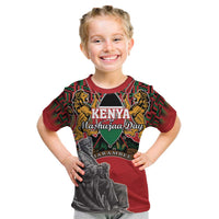 Personalized Kenya Mashujaa Day Kid T Shirt Mzee Jomo Kenyatta With Coat Of Arms - Wonder Print Shop
