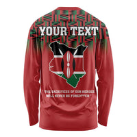 Personalized Kenya Mashujaa Day Long Sleeve Shirt Mzee Jomo Kenyatta With Coat Of Arms - Wonder Print Shop