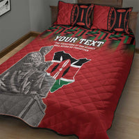 Personalized Kenya Mashujaa Day Quilt Bed Set Mzee Jomo Kenyatta With Coat Of Arms - Wonder Print Shop