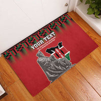 Personalized Kenya Mashujaa Day Rubber Doormat Mzee Jomo Kenyatta With Coat Of Arms - Wonder Print Shop