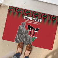 Personalized Kenya Mashujaa Day Rubber Doormat Mzee Jomo Kenyatta With Coat Of Arms - Wonder Print Shop