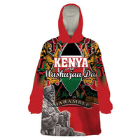 Personalized Kenya Mashujaa Day Wearable Blanket Hoodie Mzee Jomo Kenyatta With Coat Of Arms - Wonder Print Shop