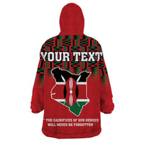 Personalized Kenya Mashujaa Day Wearable Blanket Hoodie Mzee Jomo Kenyatta With Coat Of Arms - Wonder Print Shop