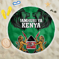 Kenya National Heroes Day Beach Blanket Mashujaa With Lion Head And Coat Of Arms - Wonder Print Shop