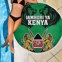 Kenya National Heroes Day Beach Blanket Mashujaa With Lion Head And Coat Of Arms - Wonder Print Shop
