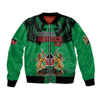 Kenya National Heroes Day Bomber Jacket Mashujaa With Lion Head And Coat Of Arms - Wonder Print Shop