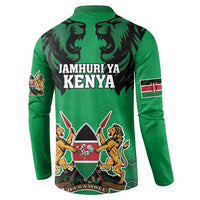 Kenya National Heroes Day Button Sweatshirt Mashujaa With Lion Head And Coat Of Arms - Wonder Print Shop