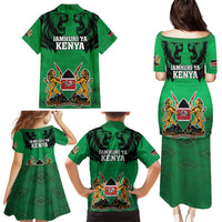 Kenya National Heroes Day Family Matching Puletasi and Hawaiian Shirt Mashujaa With Lion Head And Coat Of Arms - Wonder Print Shop