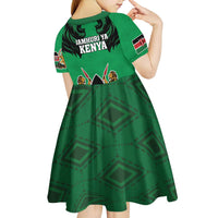 Kenya National Heroes Day Kid Short Sleeve Dress Mashujaa With Lion Head And Coat Of Arms - Wonder Print Shop